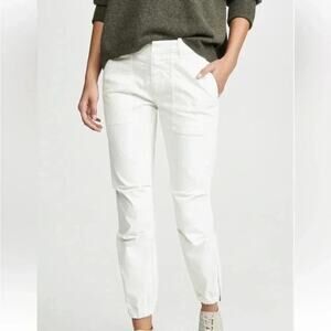 Nili Lotan white Cropped Military Twill Pants jogger ankle zip Sz 2
